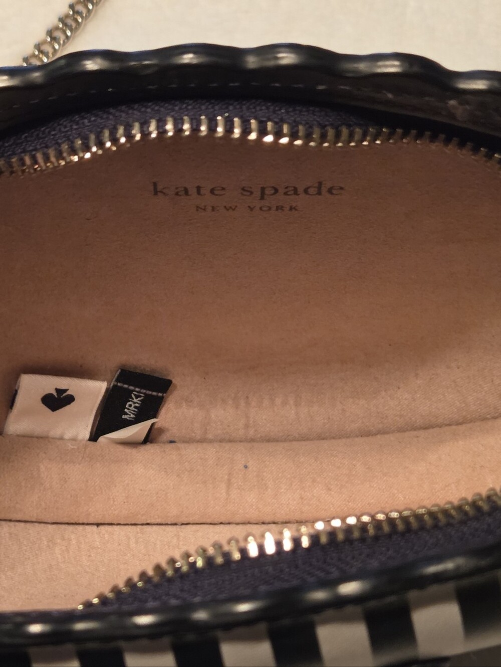 Kate Spade Crab Crossbody Purse, black and white striped, EUC - Picture 8 of 8